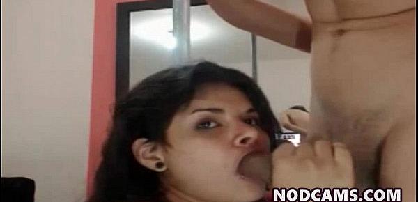  Latina gives blowjob n types with cum drippin
